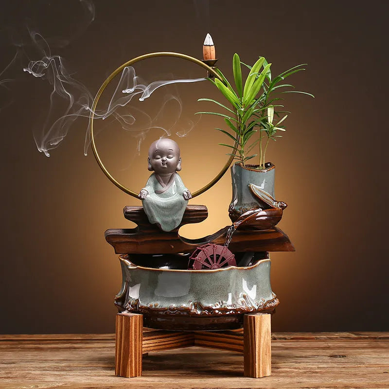 Small ceramic fish tank aquarium for living room or desktop, mini self-circulating design, sitting or lying style