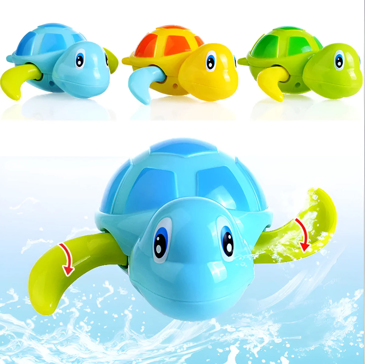 Plastic swimming turtle bath toy with brain game component for baby water play