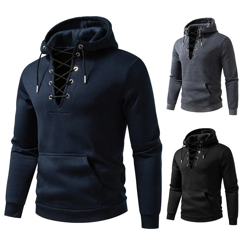 Men's zipper design casual hooded drawstring sweatshirt in dark gray slim fit polyester fiber