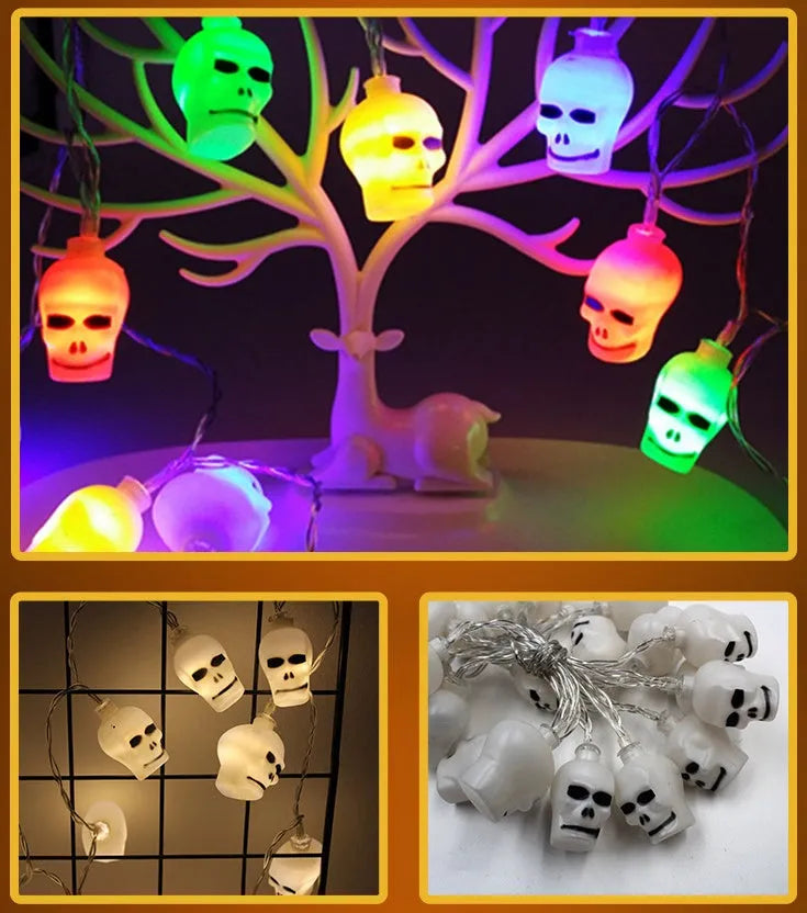 Halloween LED string lights with pumpkin, ghost, bat and spider models in four colour options