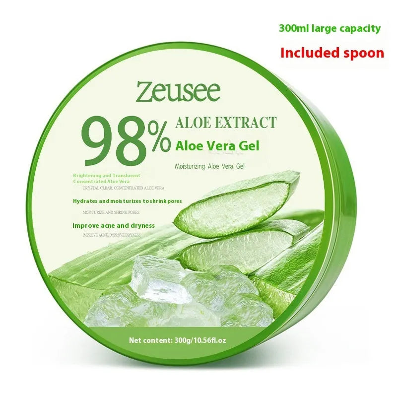 98% aloe vera gel 300g tube with applicator spoon for facial acne control and hydration