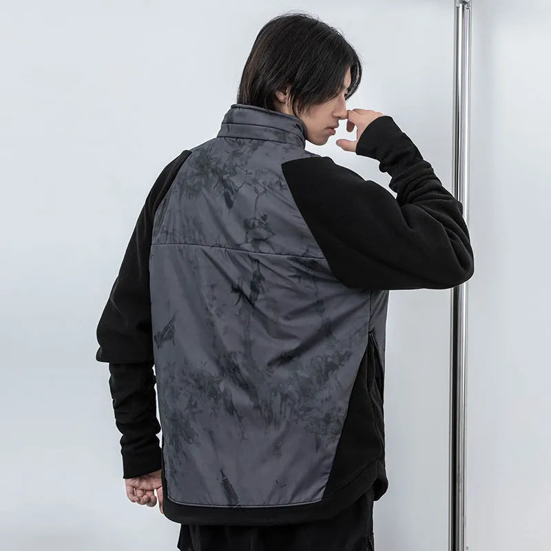 Men's loose hooded fleece jacket in black with trend stitching, cotton construction, available in sizes M to XXL