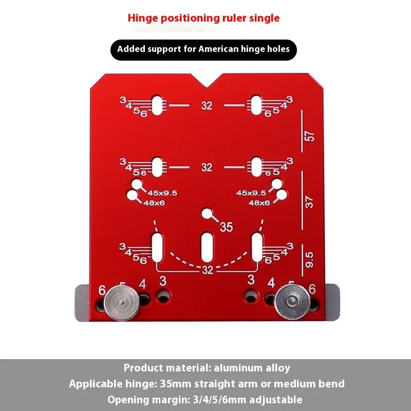 35mm hinge punch locator tool with adjustable margin settings for cabinet door installation