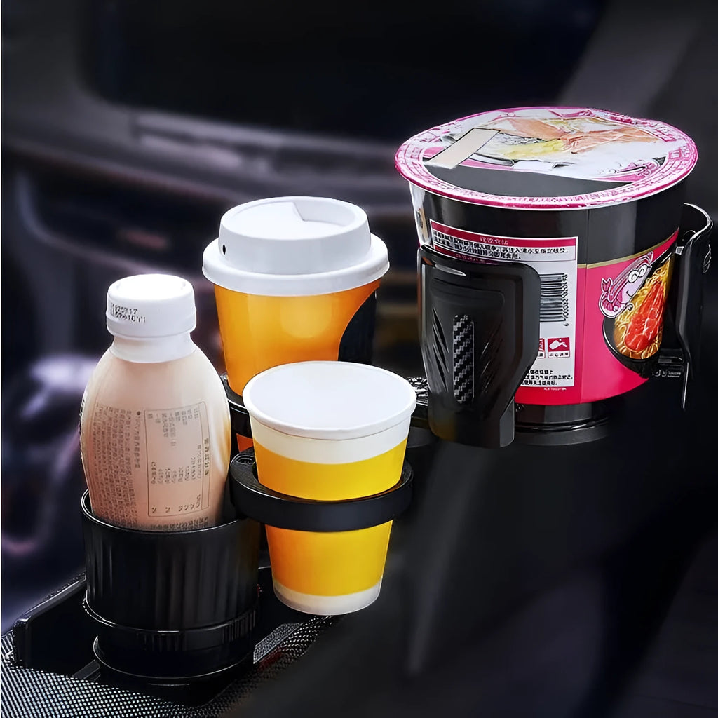 Carbon fibre black ABS car cup holder with retractable bottom adjusted to 10cm