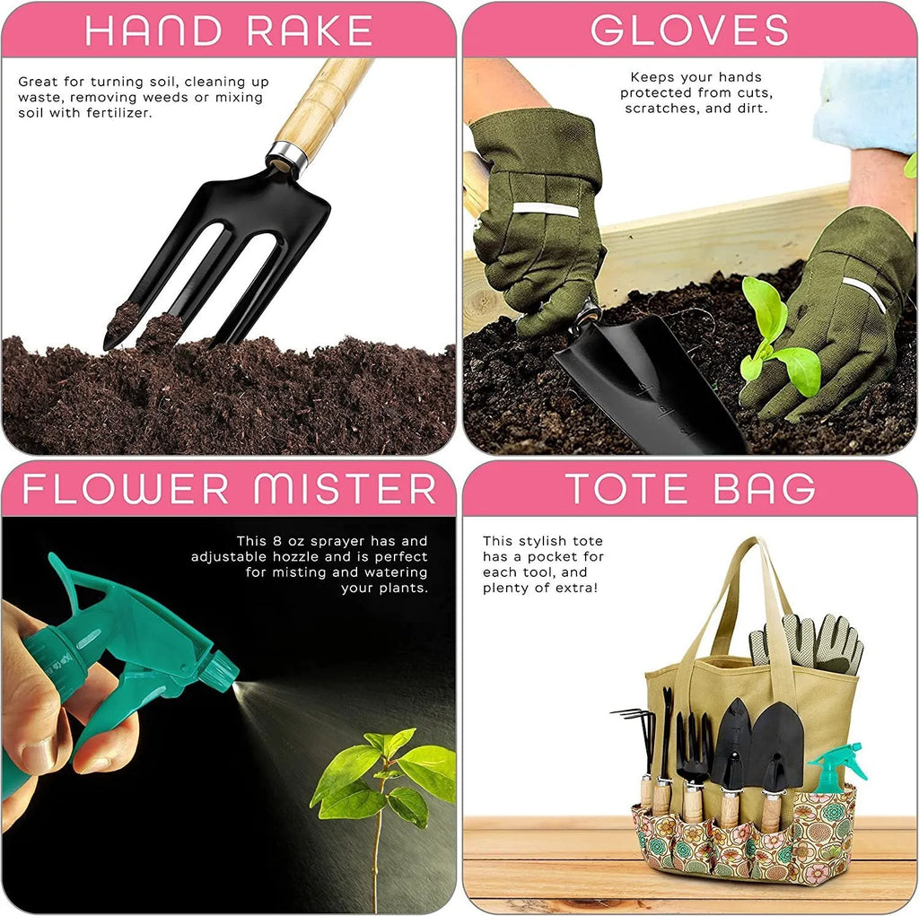 Eight-piece stainless steel gardening tools set CG2001 for garden maintenance