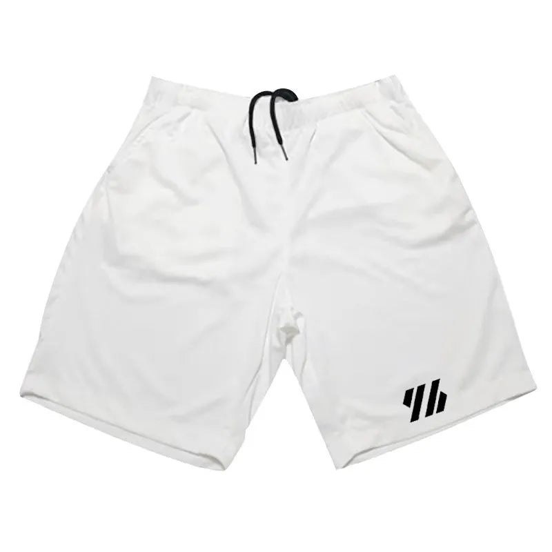 Men's metal silk fabric sports shorts in loose fit style available in multiple colours like army green and blue for summer running.