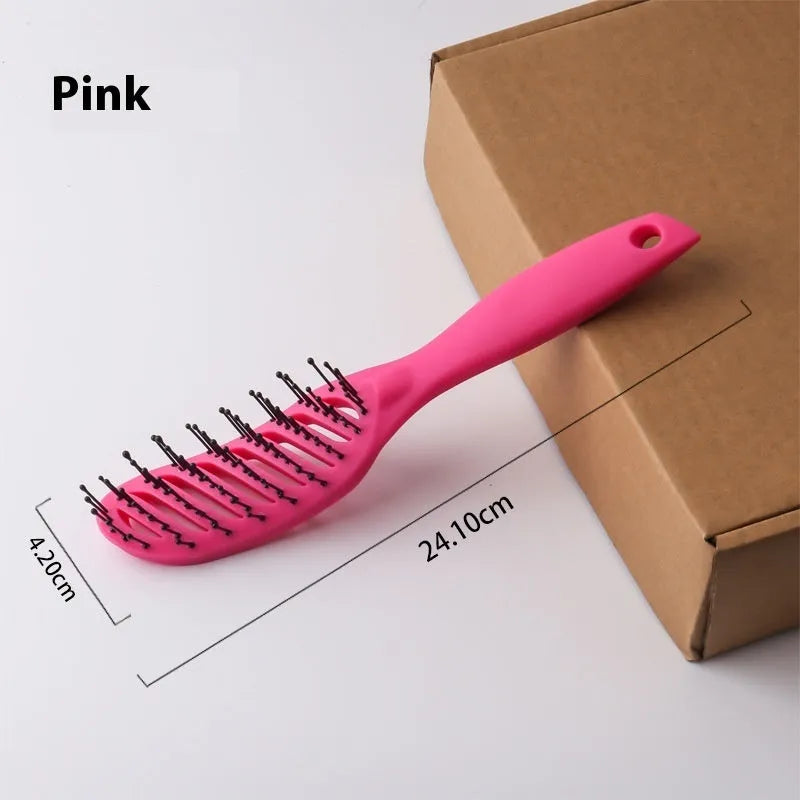Anti-static vent hairbrush comb in black, measuring 240x55mm with hollow design and SBS nylon bristles