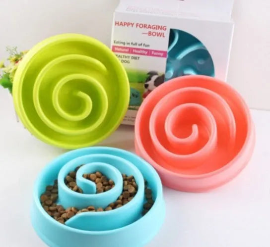 Anti-choke plastic dog bowl 20cm diameter, PP material, slow feeder for dogs, colour option shown