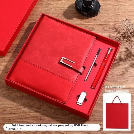 A5 soft PU leather notebook in brown, black, green, blue, or red, showing wood-free paper inside.