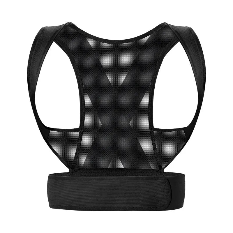 Men's hunchback corrector belt in beige or black with one-pull lift adjustment and hollow O design for spine support