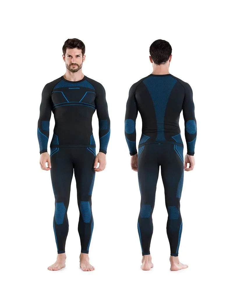 Quick-dry thermal underwear set for men and women, Coolmax polyester spandex base layer in black and grey