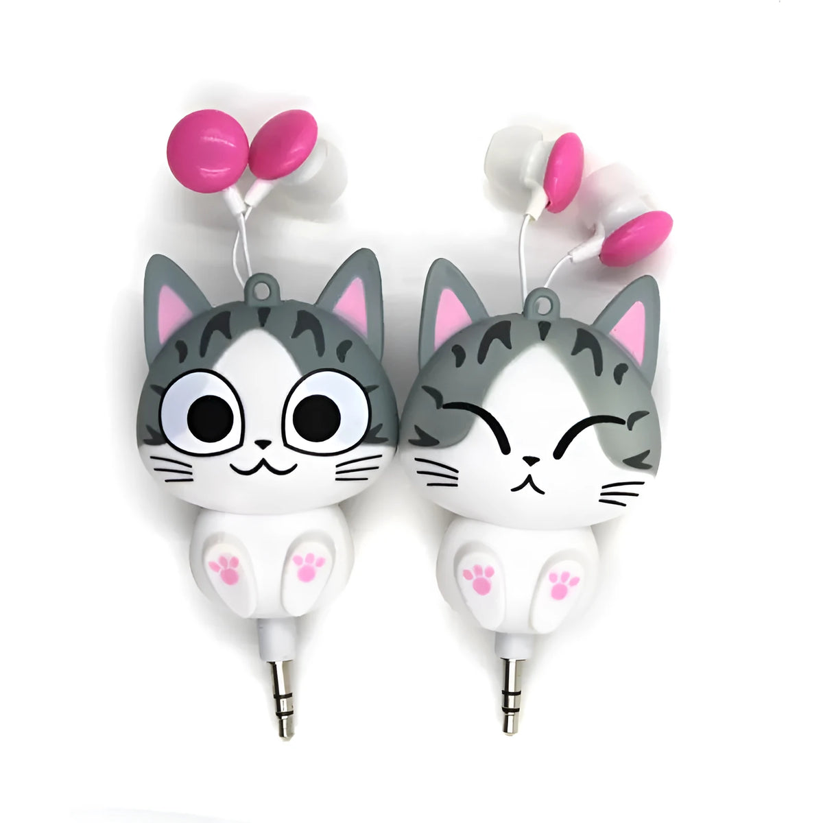 Cartoon telescopic wired headset with PVC earplugs and 0.8m PU cable
