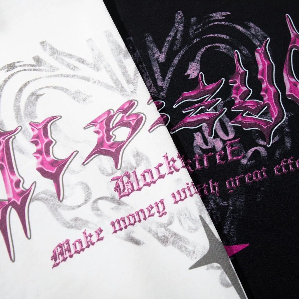 Men's retro printed cotton t-shirt with short sleeves and round neck in black and white options