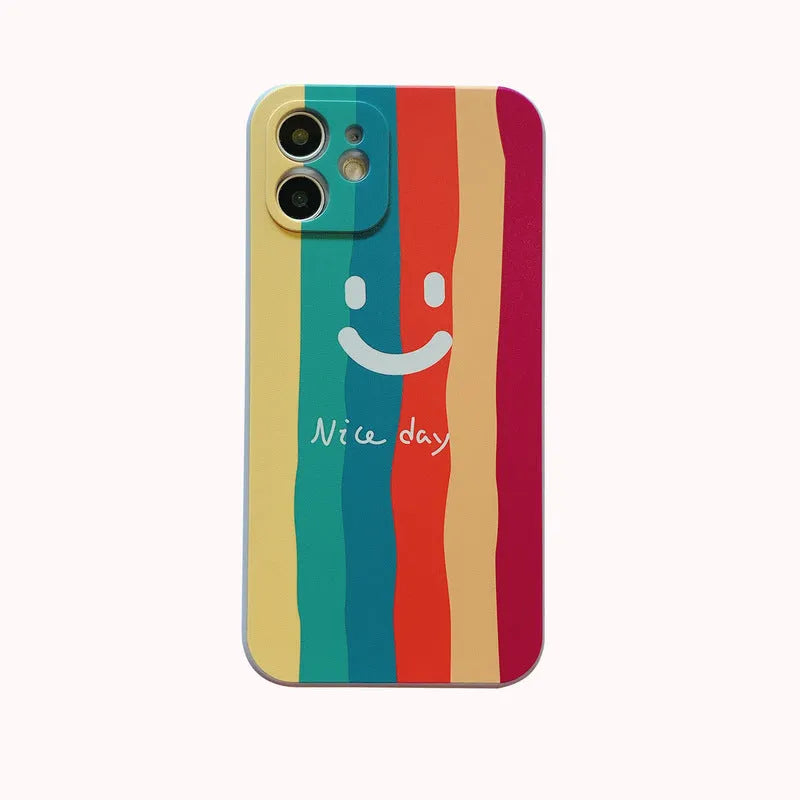 Simple silicone iPhone case with painted graffiti and stripe designs on a TPU back cover.