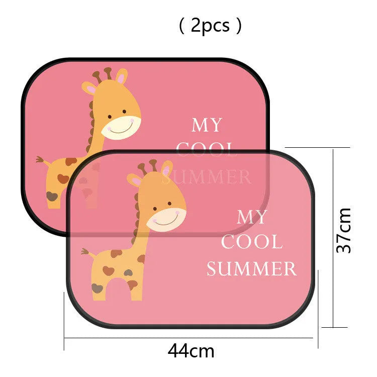 Electrostatic adsorption car side window sunshade with animal designs on nylon mesh material