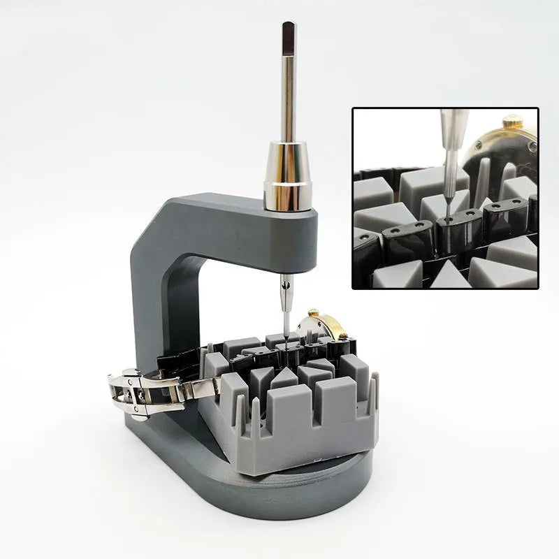 Silver tool steel press strap removal tool for watches, jewellery, glasses and electronics
