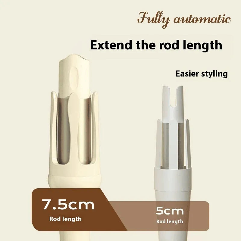 Automatic hair curler with 32mm ceramic-coated barrel in white colour variant with pink accents