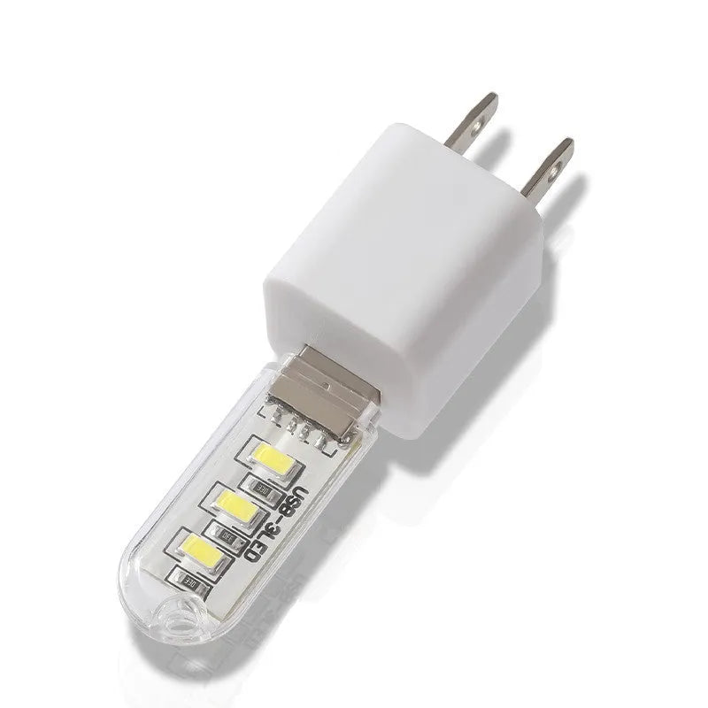 Small white USB-powered LED baby night light with two light colour modes