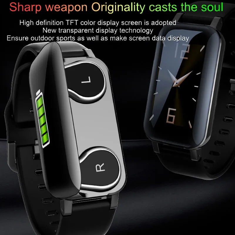 Call Bracelet smart wearable in black, blue, or coffee colour with heart rate sensor.