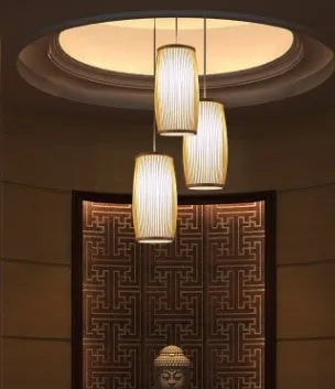 Natural bamboo woven decorative hanging lamp with E27 fitting
