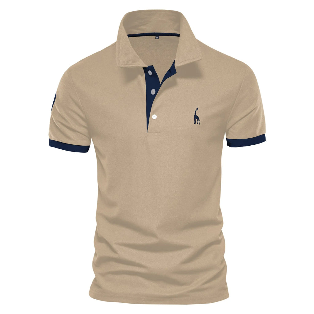 Men's slim fit T-shirt with embroidered deer design on chest, shown in multiple colour options