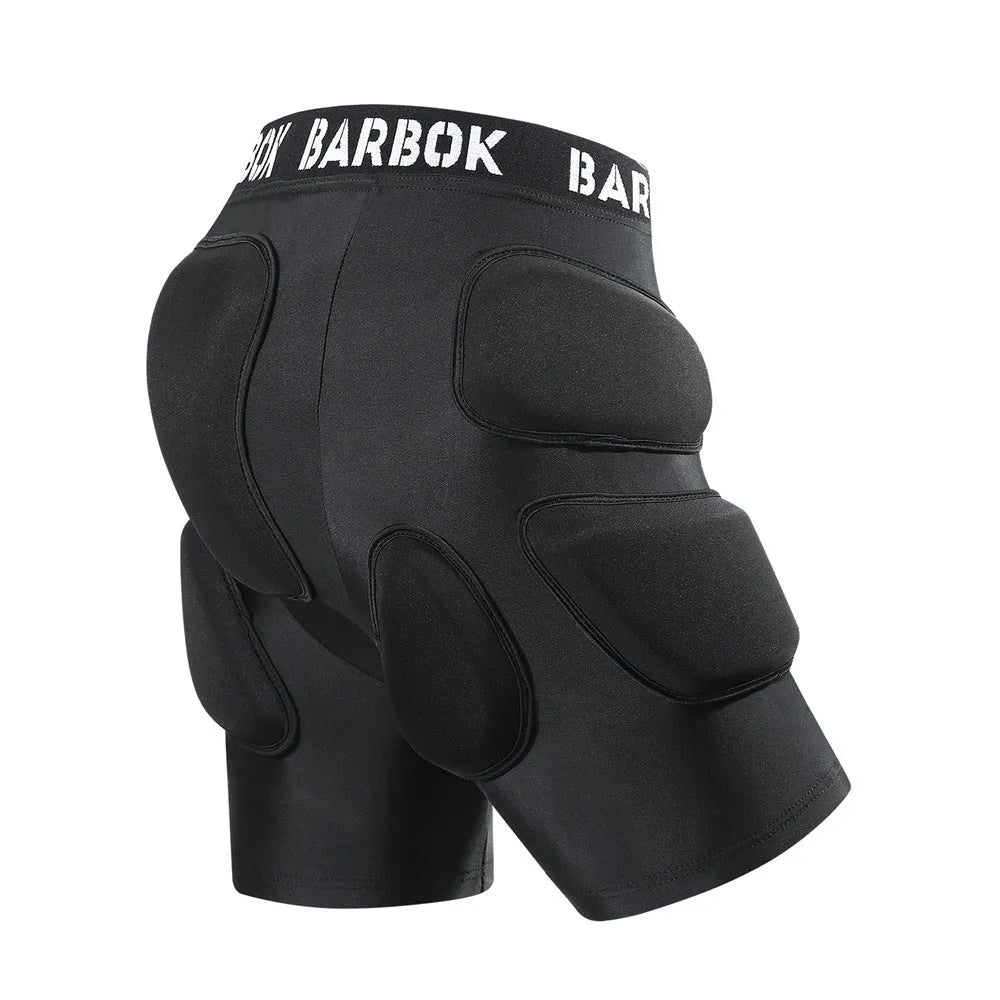 Black roller skating hip pads with removable NBR foam protection for adults