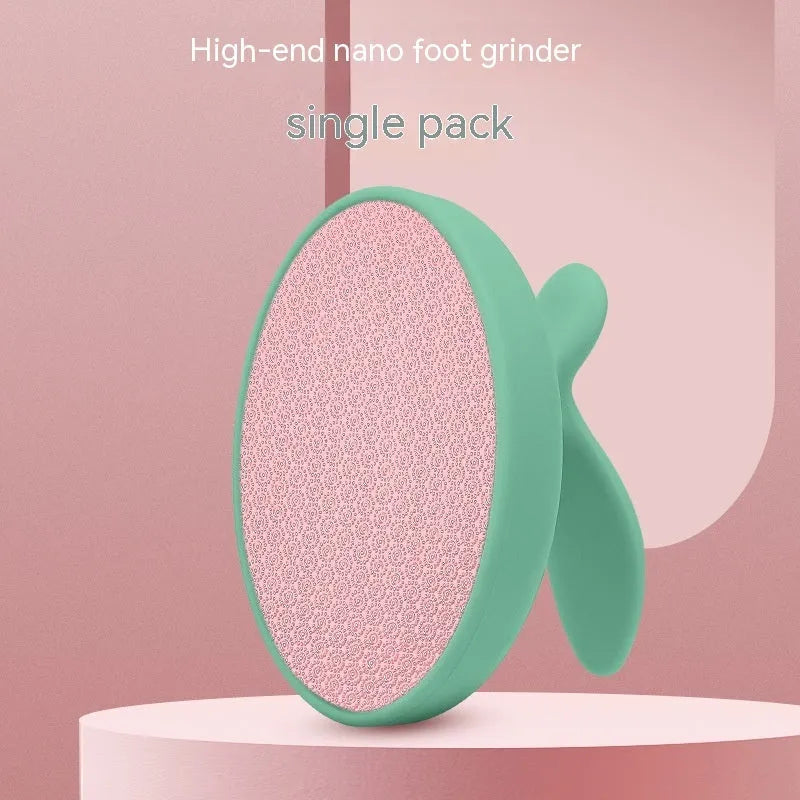 Nano foot grinder with rose quartz glass surface in pink ABS body for callus removal