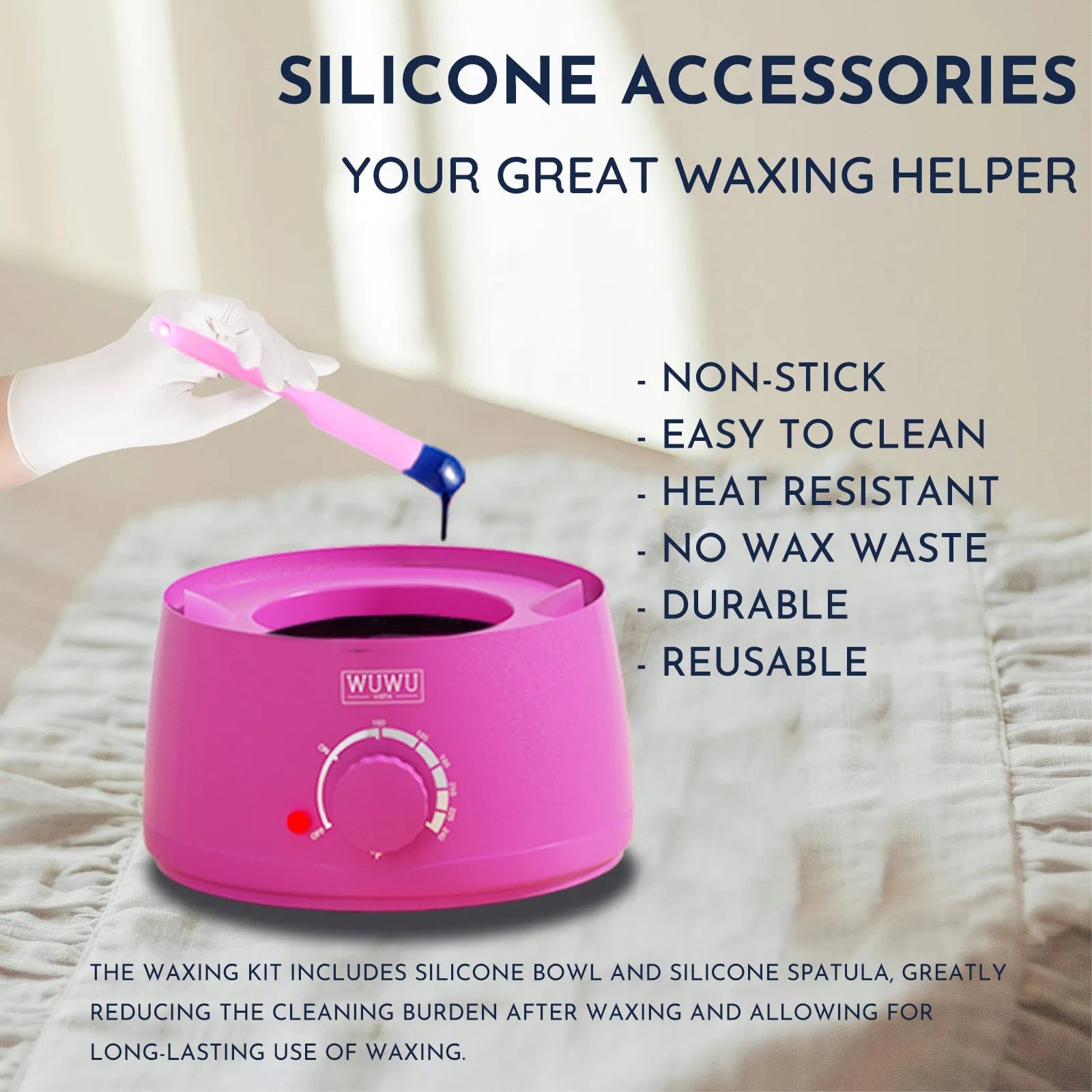 WUWUVISTA professional waxing kit with black wax warmer, coloured wax beads, applicators and aftercare products