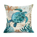 45cm square linen cushion cover with sea turtle pattern and invisible zipper