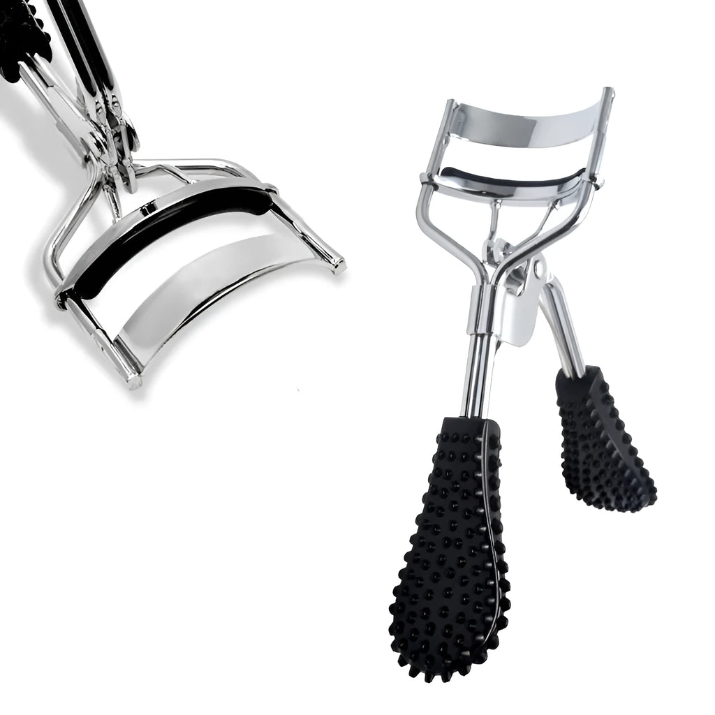 Carbon steel bitstock eyelash curler with chrome finish and plastic handle