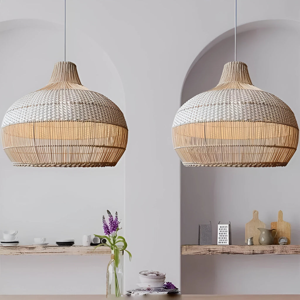 Rattan living room chandelier with Southeast Asian pastoral style, 60cm diameter