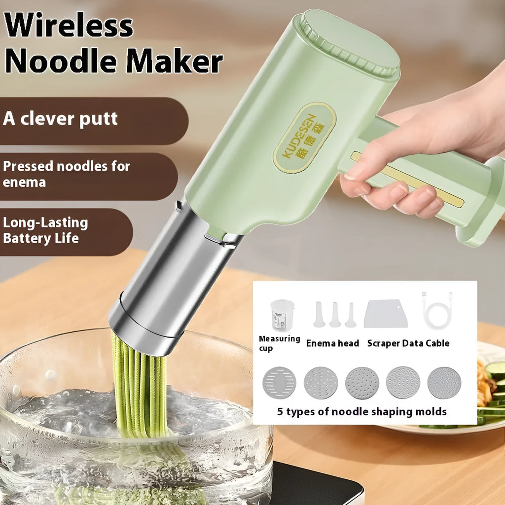 Cyan wireless handheld noodle press with ABS stainless steel body and 200g capacity