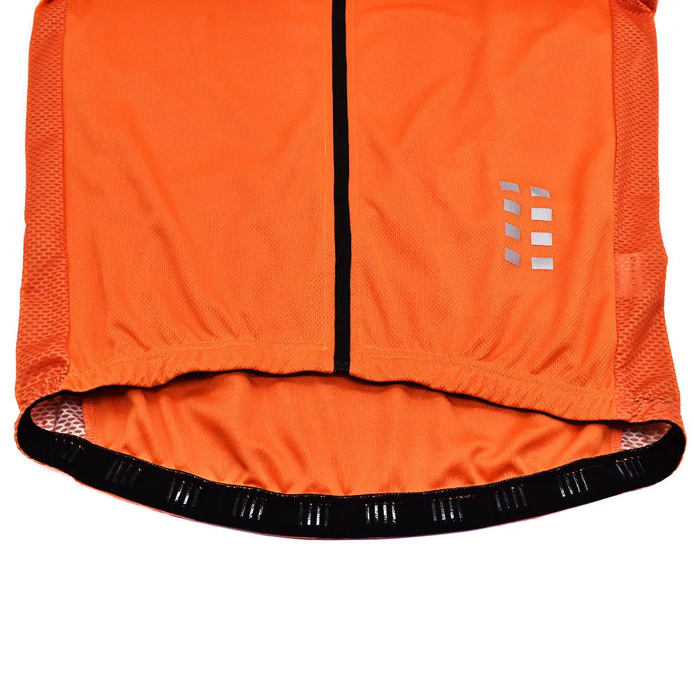 Summer men's breathable polyester cycling top in BL248 orange on white background