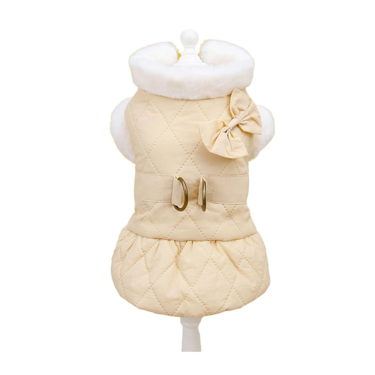 Small dog butterfly cotton-padded dress in apricot or pink, sizes XS to XL, casual cotton pet clothing