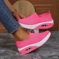 Women's air cushion sports shoe with flying woven mesh upper, non-slip EVA sole and 3-5cm mid heel