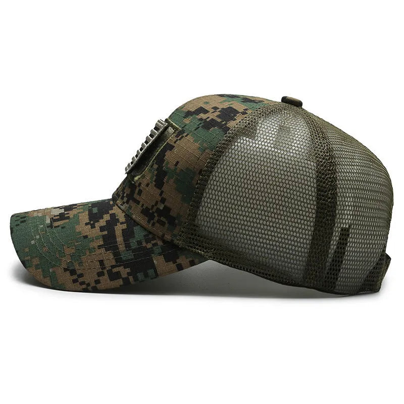 Tactical camouflage baseball cap with adjustable Velcro strap and dome crown in cotton fabric
