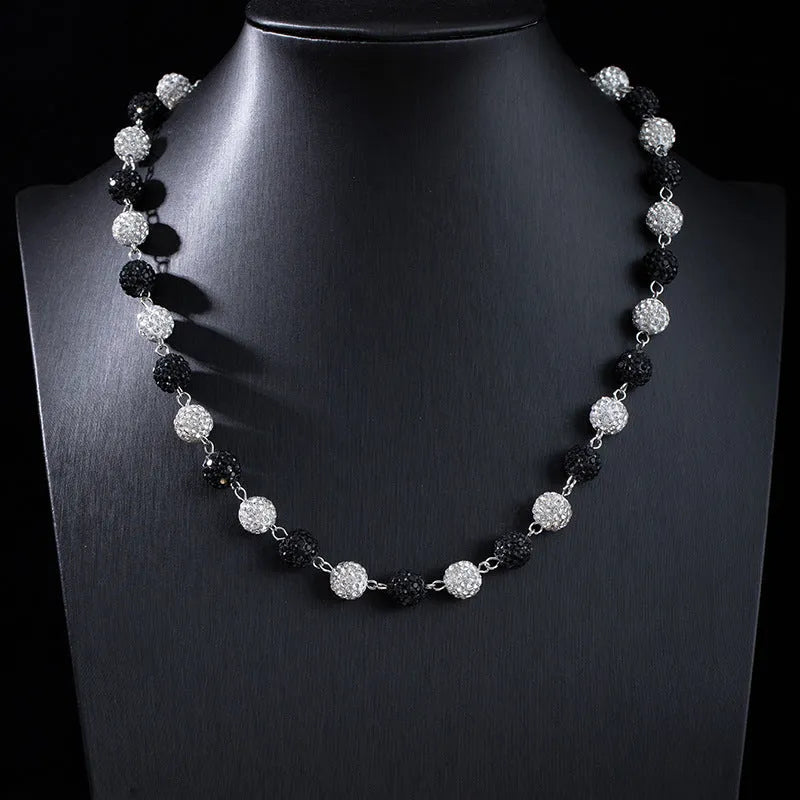 Alloy hip hop waist chain with diamond ball zipper detail, 115cm length, black colour option on display