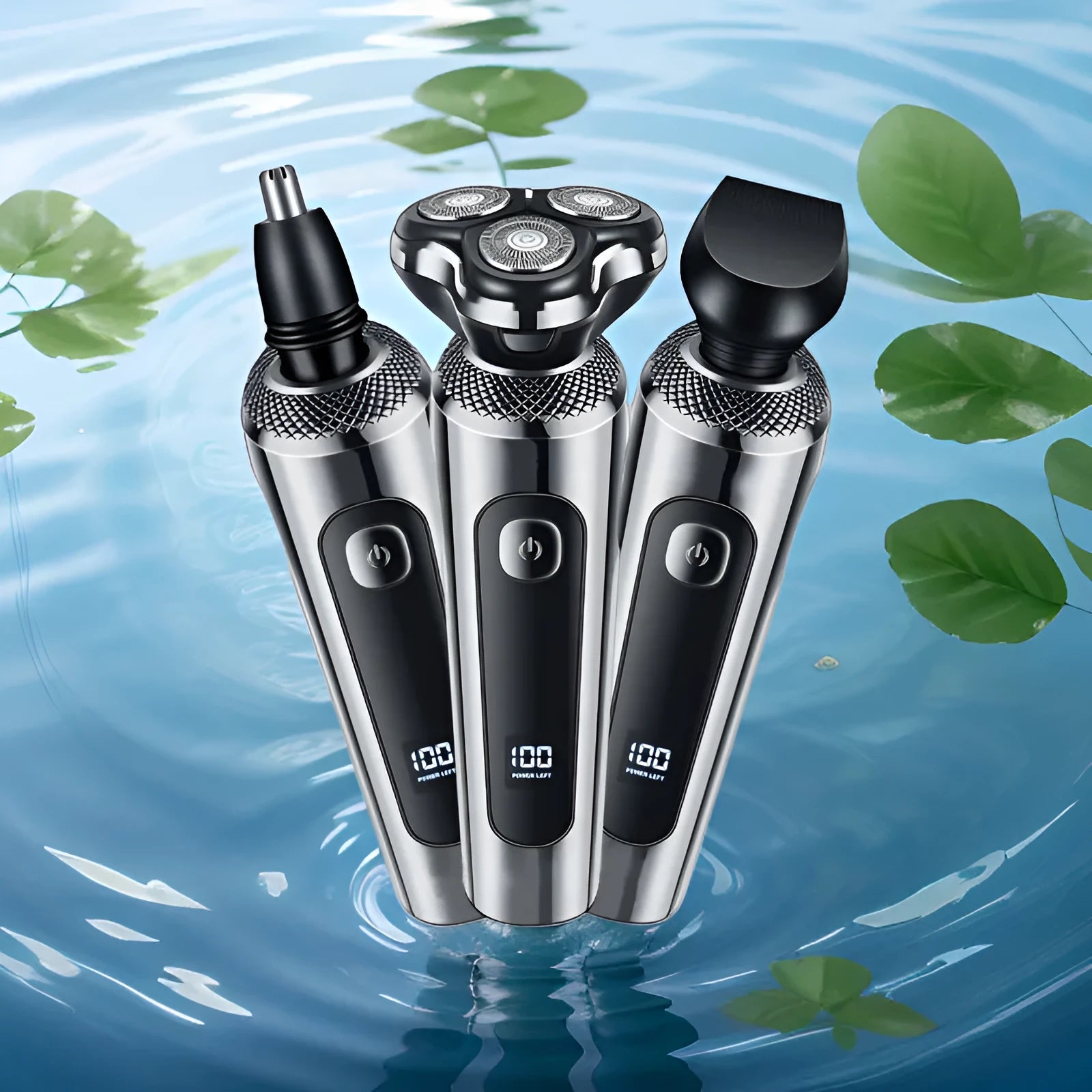 Digital display USB rechargeable beard trimmer with washable floating cutter head design