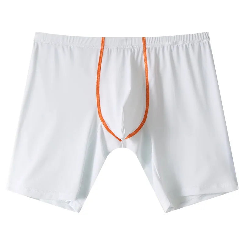 Men's mid-waist boxer shorts in quick-drying nylon fabric showing U-convex design