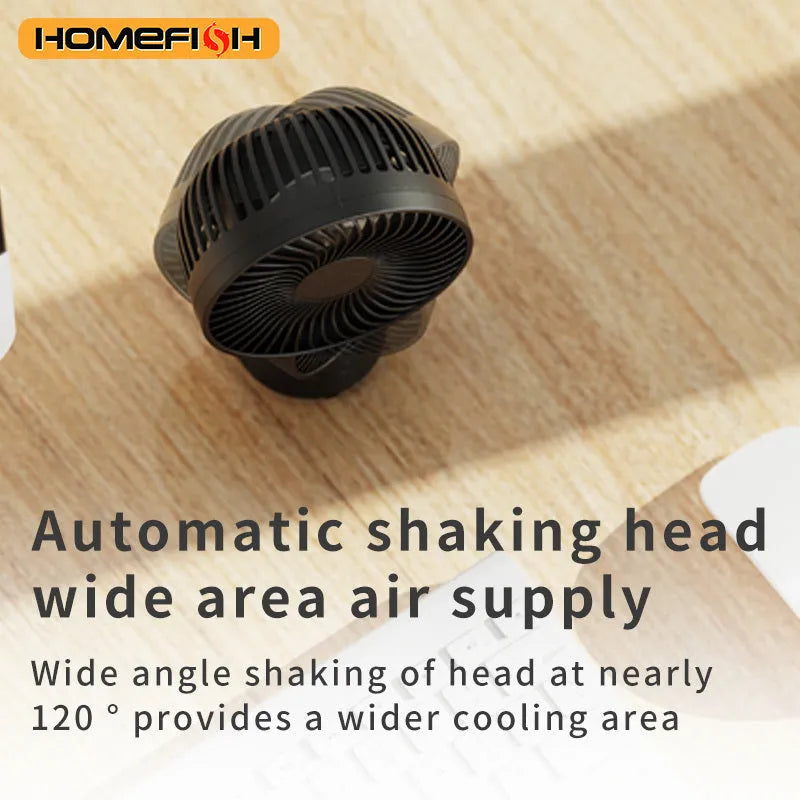 HOMEFISH F2 automatic shake head portable fan with LED light on a detached bracket