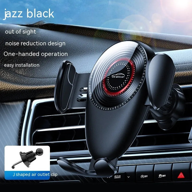 Black universal car air vent mobile phone bracket with adjustable arms for secure mounting