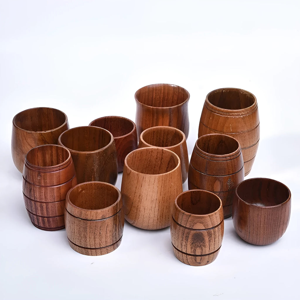Clear wood vintage wine tumbler with round shape and 301-400ml capacity