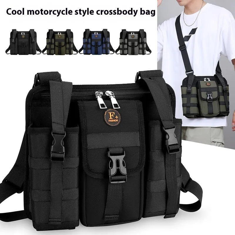 Men's waterproof Oxford cloth messenger bag in army green colour for outdoor sports