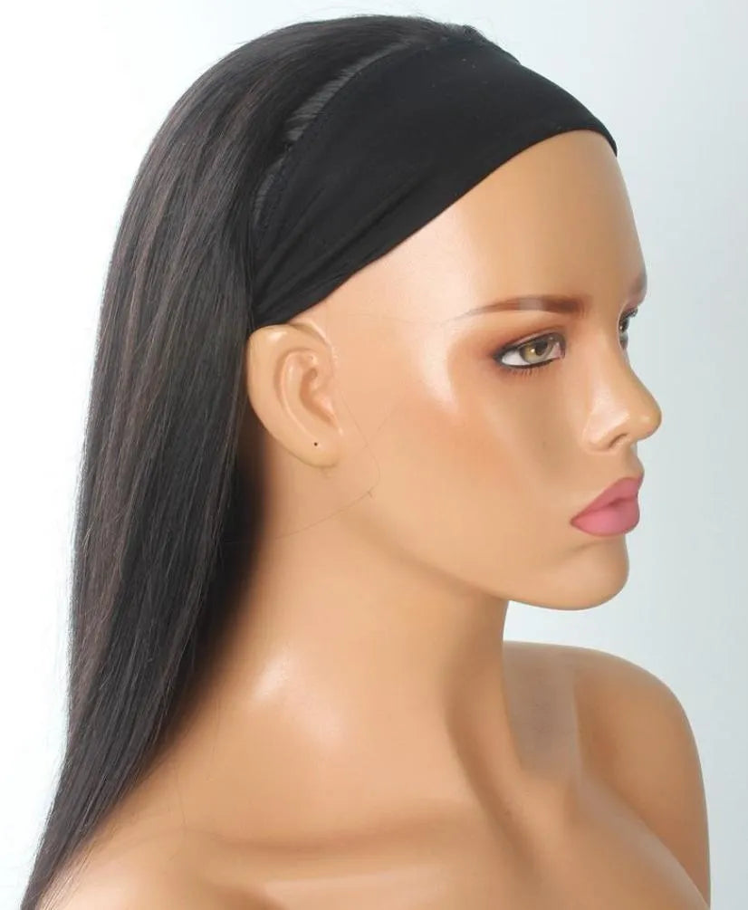 Ice Hair Band Wig Hood in real hair natural colour turban style, 12 to 26 inch option for ladies