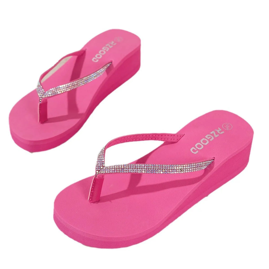 Women's solid colour casual sandals with a flannel upper and PVC sole in beige