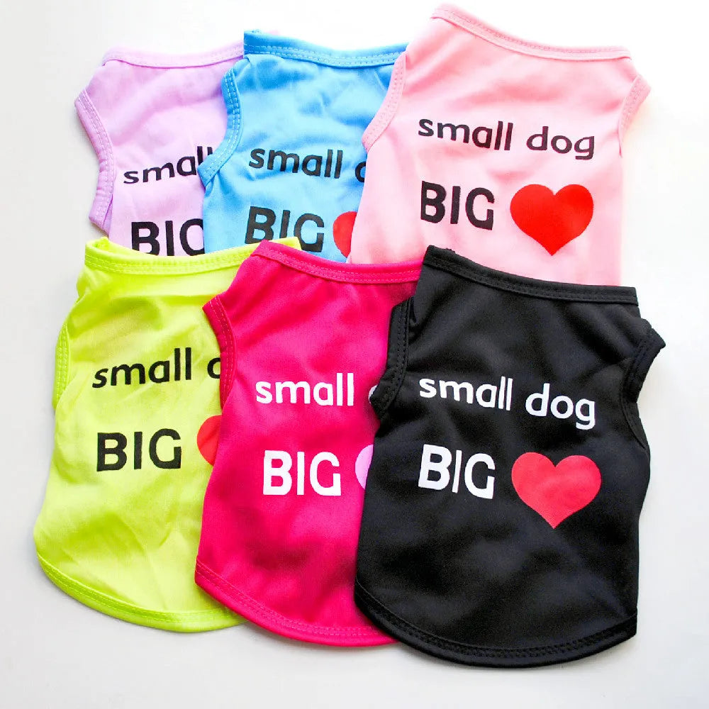 Polyester puppy summer vest for small dogs and cats in XS to L, 13 colour and motif options including Dragon and Rose Crown