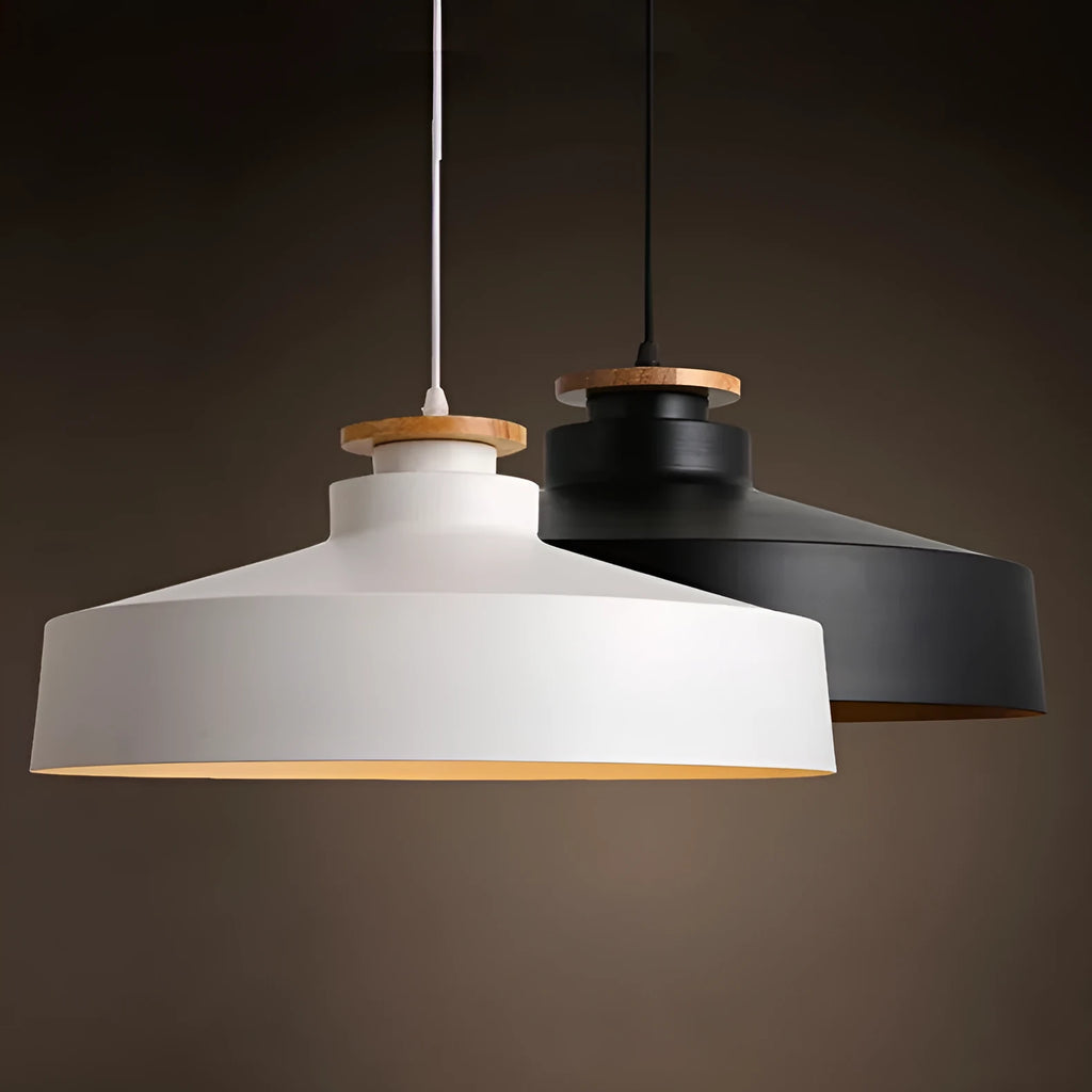 Nordic retro macaron pendant light with 35cm shade, shown in one of ten colours for bedroom or study ceiling use.