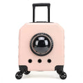 Hard PVC pet flight trolley case in orange, pink, white, or burgundy for small pet transport.