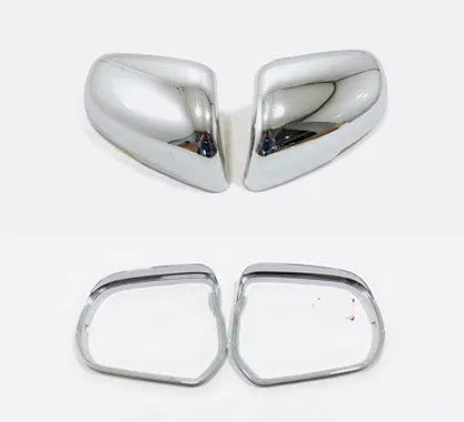 Pair of tremella pattern plastic rearview mirror cover stickers in silver and black finishes