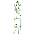 Dark green wrought iron plant climbing frame with lattice panels measuring 188 cm tall
